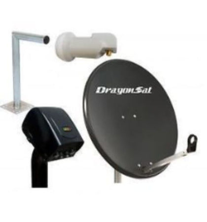 NEW Dragonsat 80cm Solid Satellite Dish + 400mm Bracket + Motor +Single LNB