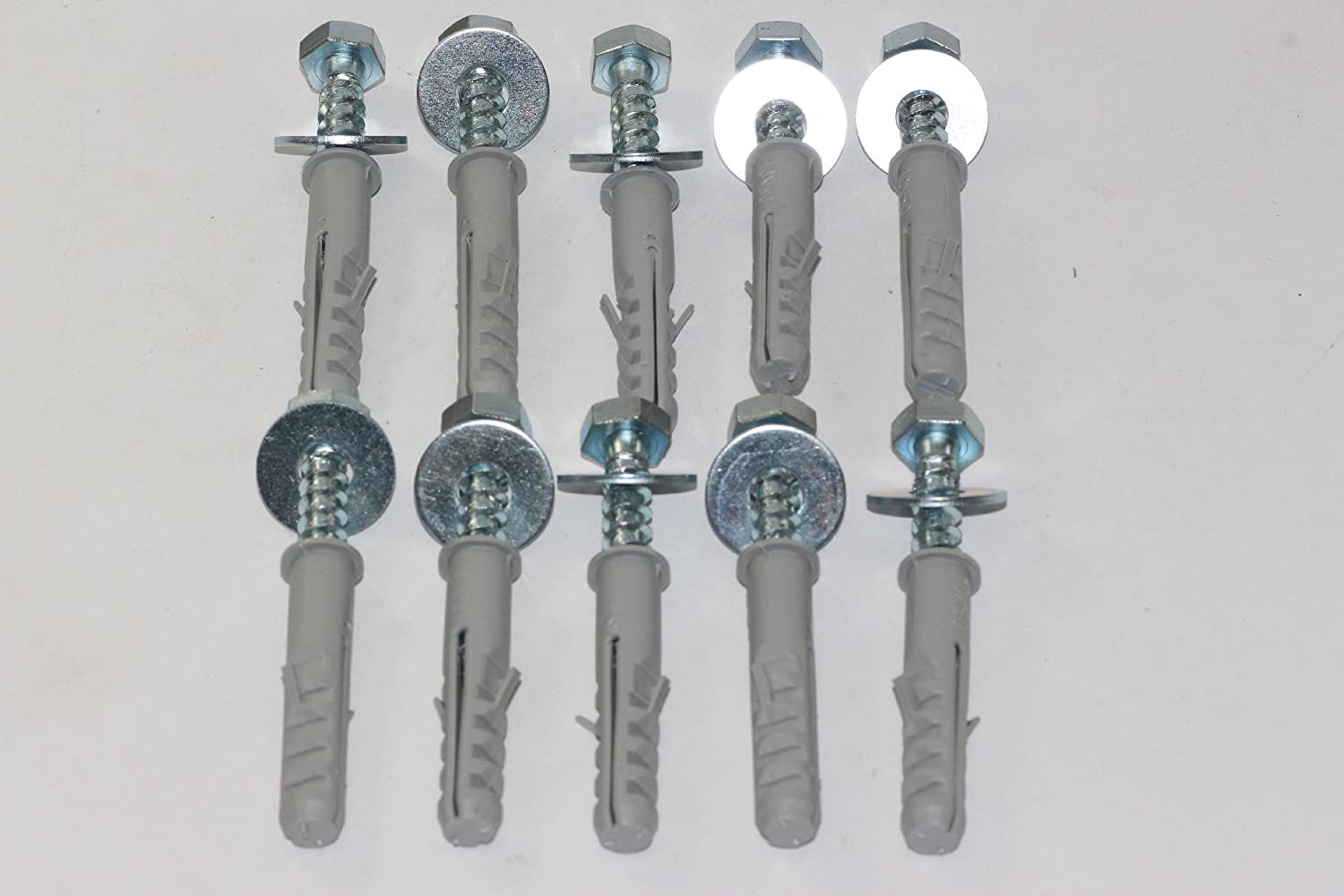10 x M8 x 50mm Masonry Brick Wall Fixing Screw Bolts & Raw Plugs With Washers