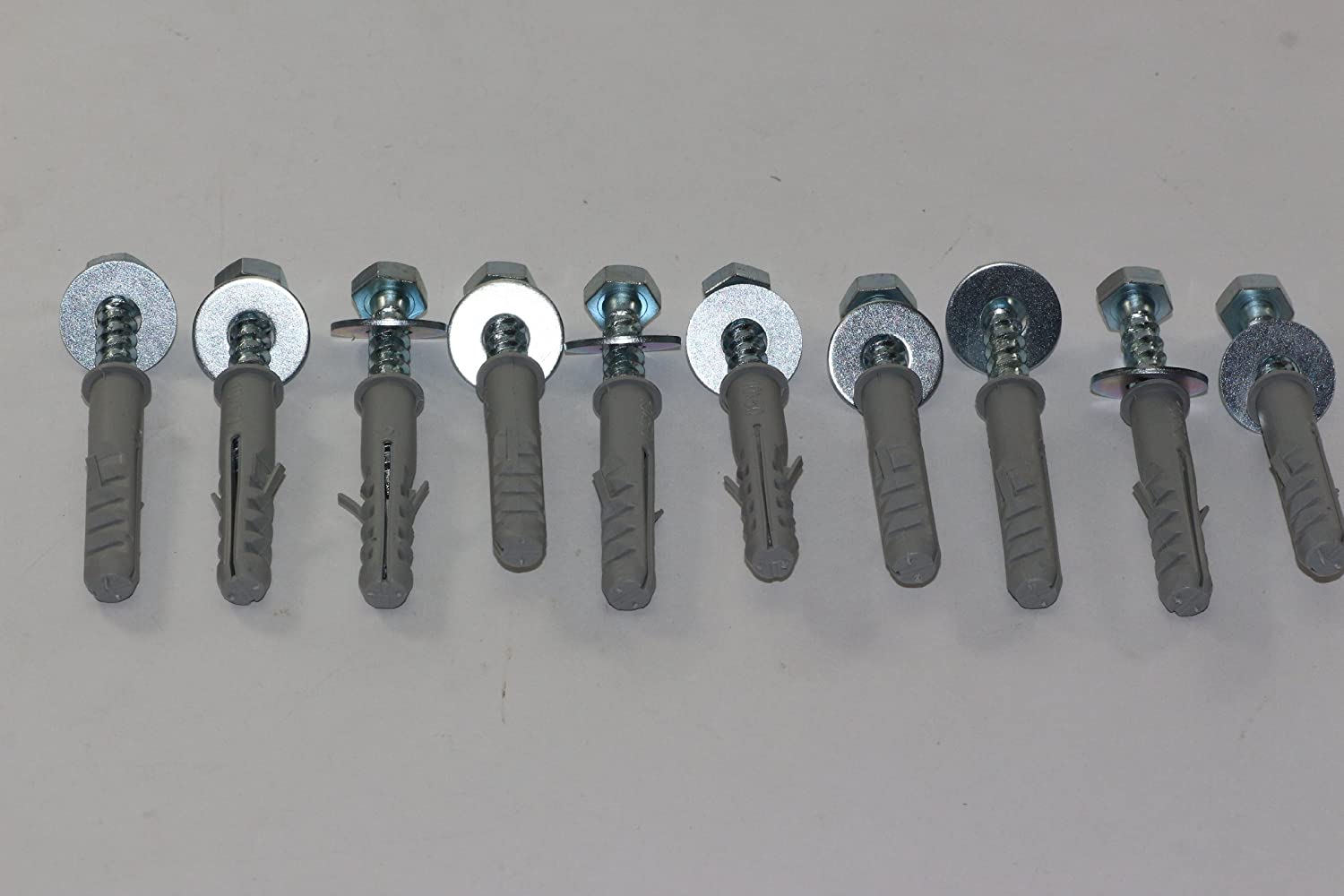 10 x M8 x 50mm Masonry Brick Wall Fixing Screw Bolts & Raw Plugs With Washers