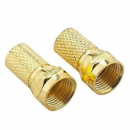 10 x F Connector / Plug on Screw Gold SAT, Aerial, SKY, Virgin WF100/RG6