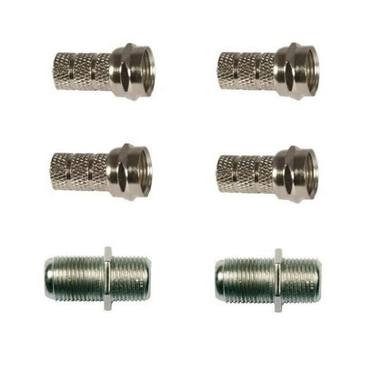 CABLE REPAIR KIT FOR SKY+ HD TWIN COAX CABLE 4 F CONNECTOR 2 JOINING BARRELS