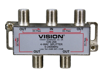 VISION 4 Way 'F' Splitter (5-2400MHz)