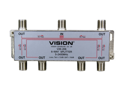 VISION 6 Way 'F' Splitter (5-2400MHz)