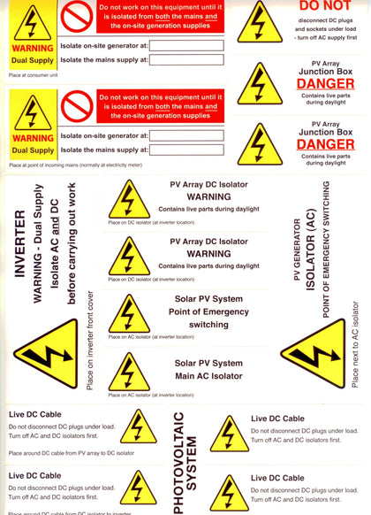 PV FiT 'MCS' Safety Label Kit