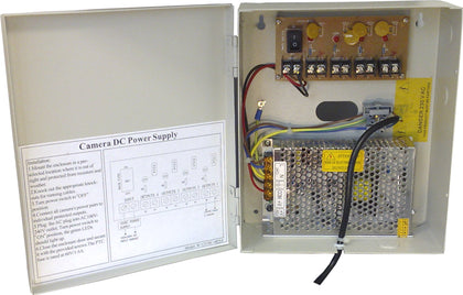 4 OUTPUT- 5amp 12v Metal Boxed CCTV Power Supply