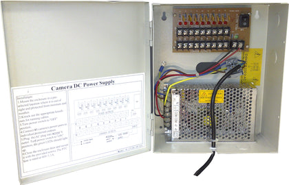 9 OUTPUT 10amp 12v Metal Boxed CCTV Power Supply